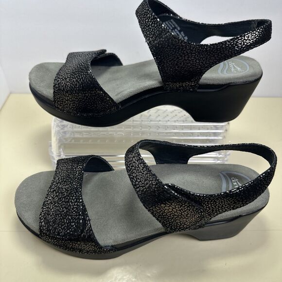 Women's Dansko Sonnet Black Shimmer Sandals EU 39 US 8.5 Comfort Support Shoes - Picture 2 of 11